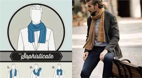 男士圍巾繞頸式圍法